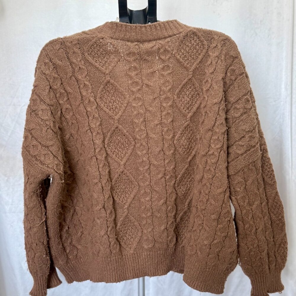 Pink Diamond | Cable Knit Cardigan Brown | Size L - Picture 2 of 4